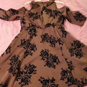 Torrid Burgundy Scuba Cold Shoulder Skater  Dress